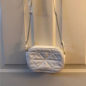 Forever 21 White Quilted Crossbody Shoulder Handbag Purse